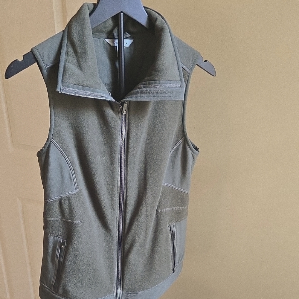 Athleta Olive Green Sleeveless Zip-Up Vest Size S